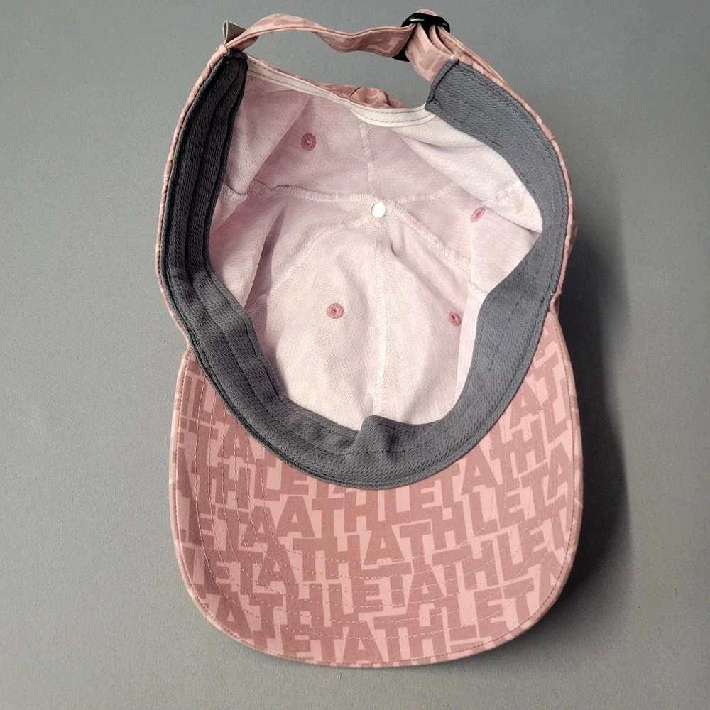 Athleta Hat Cap Strap Back Pink Athletic Logo Graphic Running Lightweight Womens